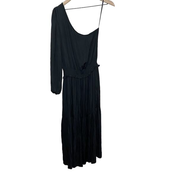 Grade & Gather Black Satin One Shoulder Midi Dress NWT Size Small - Picture 3 of 13